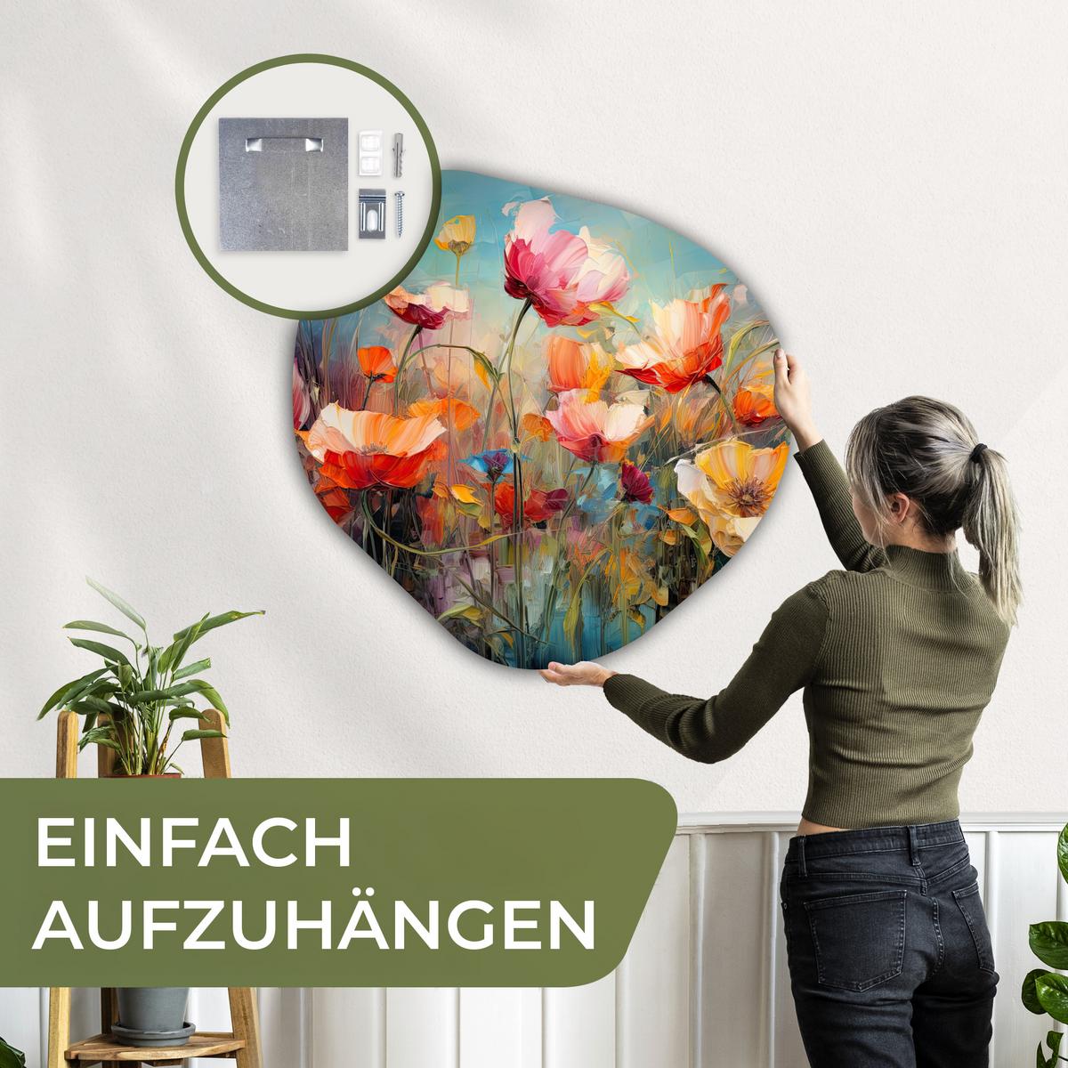 WANDBILD Blumen - Aquarell - Kunst - Botanisch - Natur Room Decor 90x90 cm - Orange, Kunststoff (90/90cm) - MuchoWow