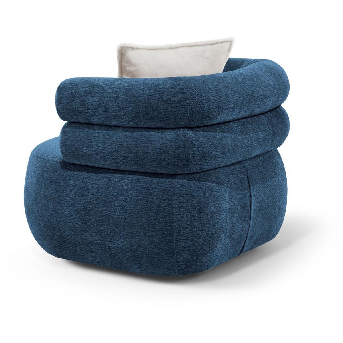 RELAXSESSELSET Nano, Set Drehsessel mit runder Form mit Hocker, Dunkelblau - Dunkelblau, Textil (95/75/95cm) - Beautysofa
