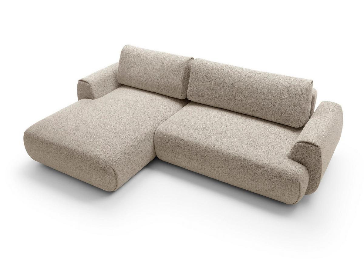 ECKSOFA ZEST Beige Geflochtener Stoff mit Schlaffunktion - Beige, Holz (270/167cm) - MASSENO