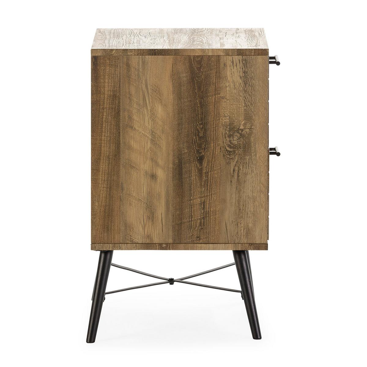 NACHTTISCH Clavel 2 Schubladen rustikale Farbe - Wildeiche, Holzwerkstoff/Metall (40/66/40cm) - VS Venta-stock