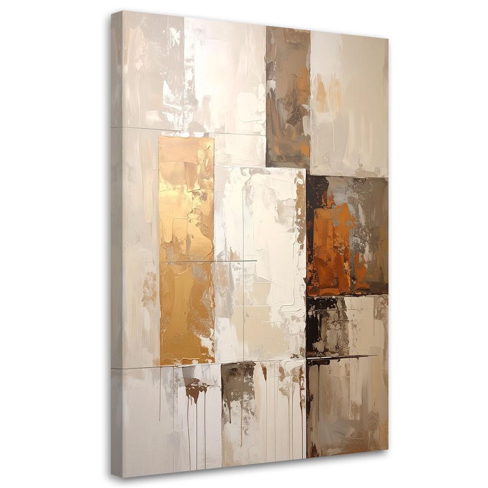 BILD auf Leinwand, Abstrakt in Beige und Gold - Beige, Textil (70/100cm) - Feeby