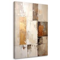 BILD auf Leinwand, Abstrakt in Beige und Gold - Beige, Textil (70/100cm) - Feeby