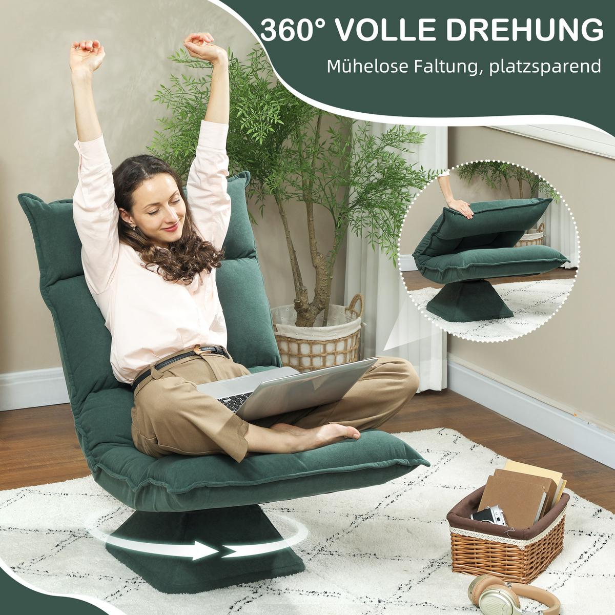 BODENSTUHL Polyester Grün - Grün, Kunststoff (62/95/70cm) - HOMCOM
