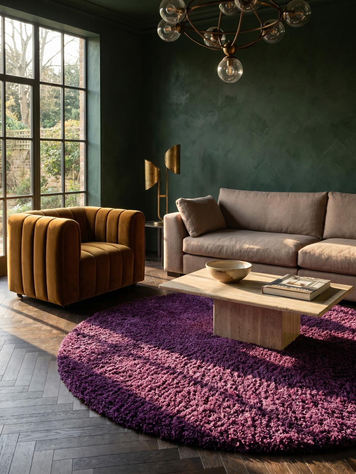HOCHFLORTEPPICH RHEIN, einfarbig, aus Polypropylen, Violett, Ø 200 cm - Lila, Textil (200/200cm) - KADIMA DESIGN