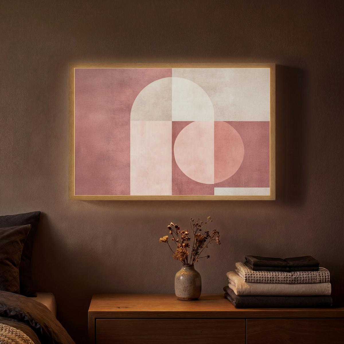 WANDLEUCHTE MIT AKKU Figuren - Abstrakt - Rosa 60x40 cm - Altrosa, Holzwerkstoff (60/40/8cm) - OnlyWow