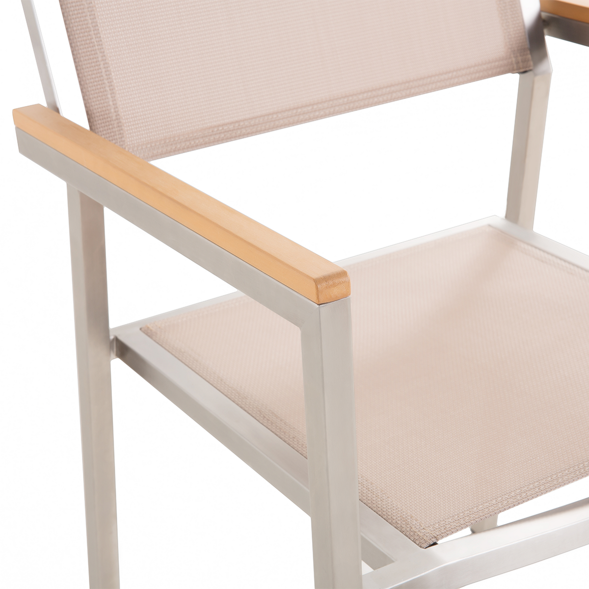 GARTENSTUHL 6er-Set beige Edelstahl Grosseto - Hellbraun/Beige, Metall (55/87/58cm) - Beliani