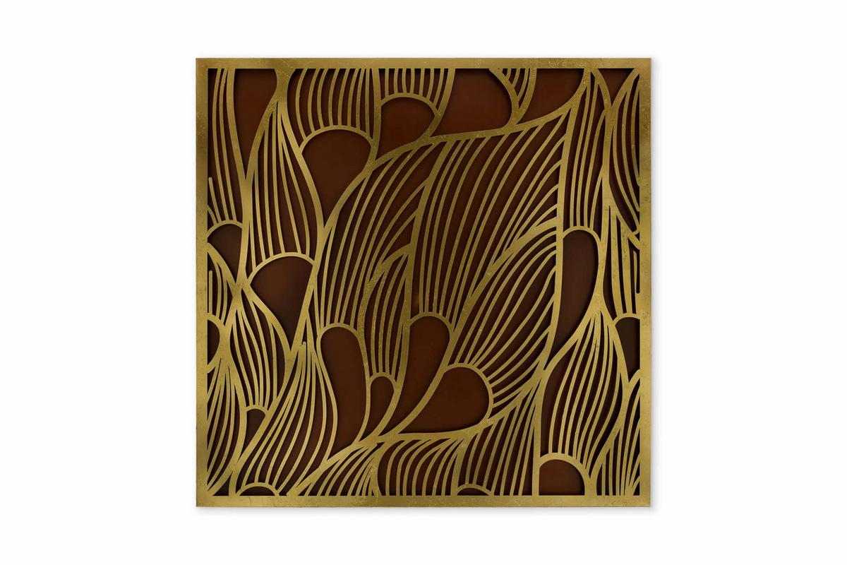METALLBILD Gold 80/80 cm - Goldfarben/Schwarz, Metall (5.2/80cm) - KUNSTLOFT