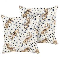 GARTENKISSEN 2er-Set Tigermotiv mehrfarbig 45/45 cm Arenzano - Multicolor, Textil (45/45cm) - Beliani