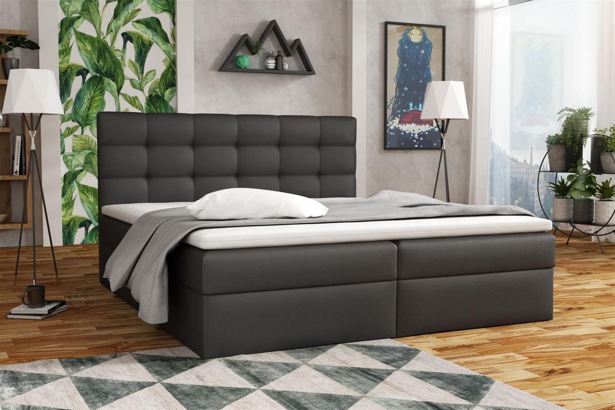 BOXBETT Doriano In Kunstleder Soft - Schwarz, Holzwerkstoff/Textil (200/200cm) - Fun Möbel