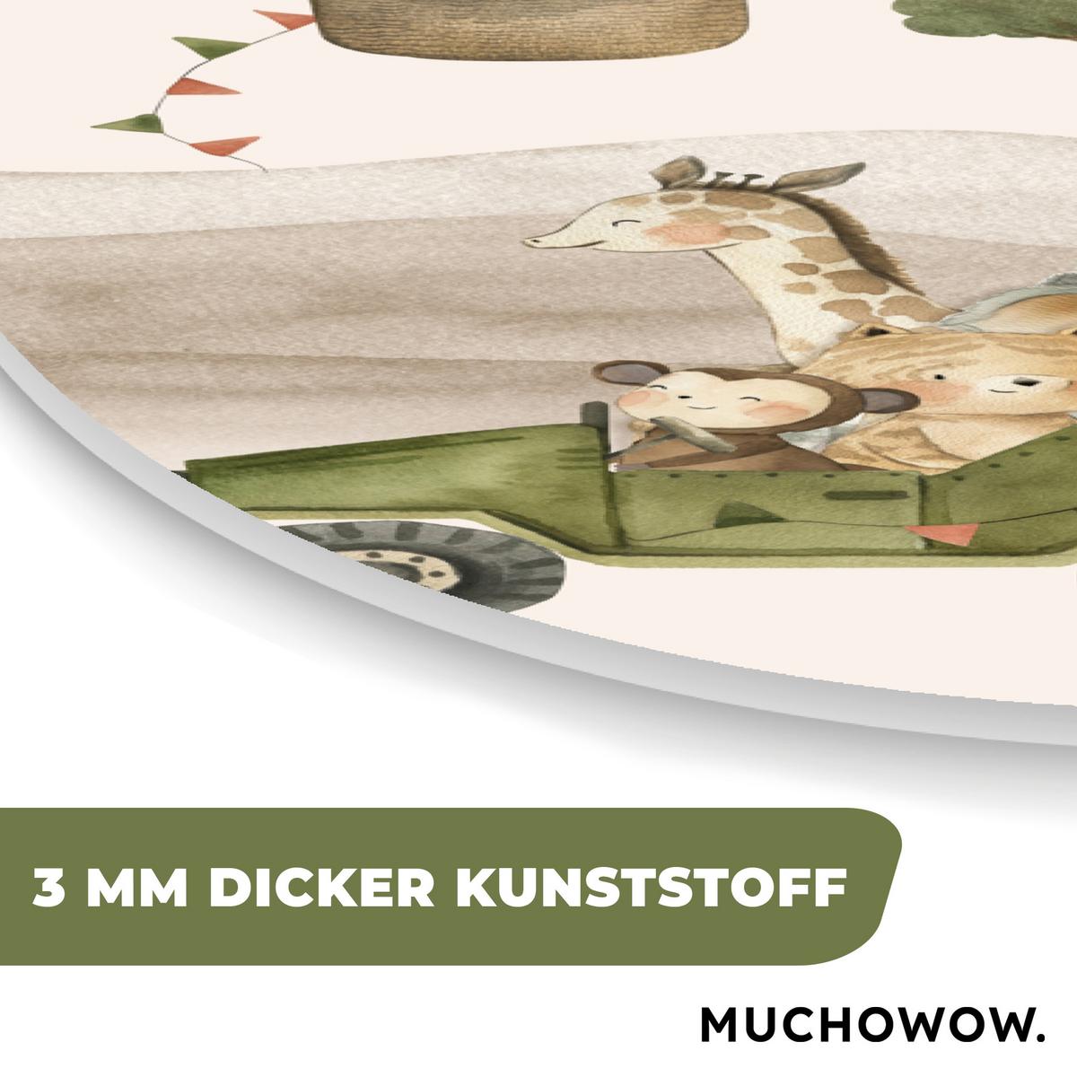 WANDBILD Wilde Tiere - Safari - Aquarell - Heißluftballon Deko Wohnzimmer 40x60 cm - Beige, Kunststoff (40/60cm) - MuchoWow