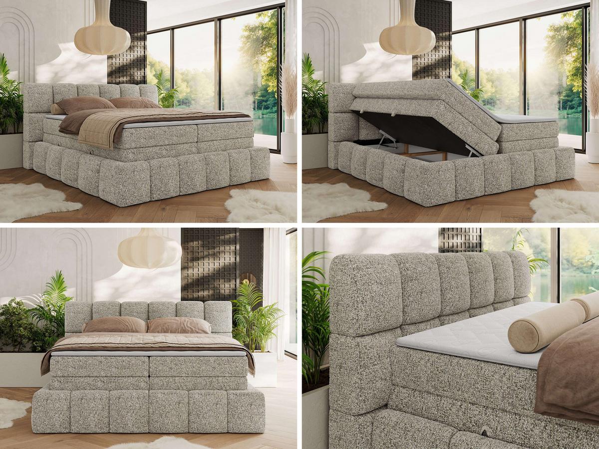 BOXSPRINGBETT NIRA KING 160/200 Beige Strukture - H3 - Beige, Holz/Textil (160/200cm) - MKS