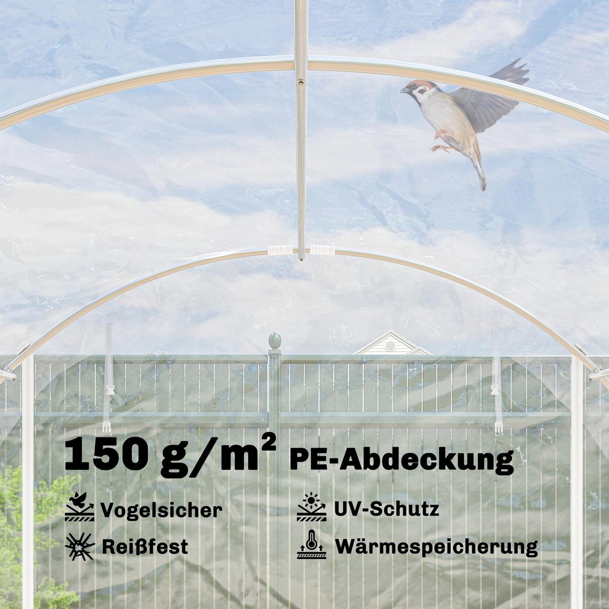 FOLIENGEWÄCHSHAUS Stahl PE Transparent - Transparent, Metall (297/199/395cm) - Outsunny