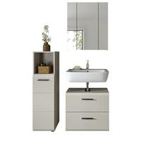 BADMÖBEL-SET Kaschmir 3-teilig 105 cm, Badkombination in modernem Design - Kaschmir/Schwarz, Glas/Holzwerkstoff (105/185/30cm) - Inn.Furn