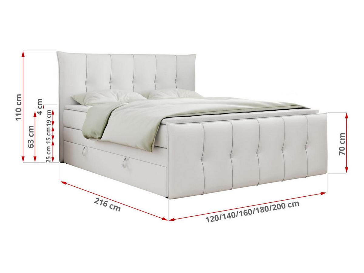BOXSPRINGBETT PREMIUM 11 KING 120/200 Weiß Kunstleder - H4 - Weiß, Holz/Textil (120/200cm) - MKS