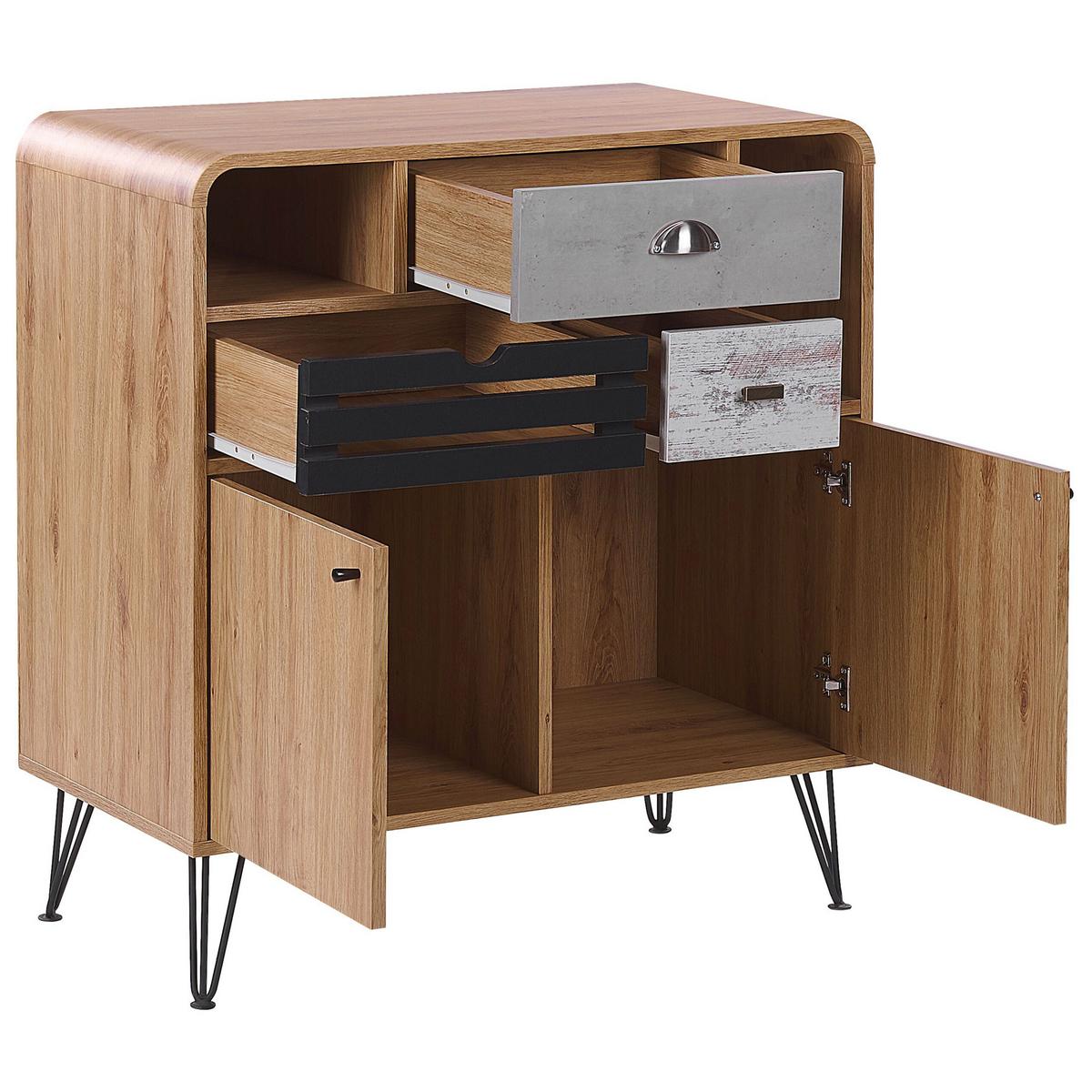 SIDEBOARD Hellbraun Kyle - Braun, Holzwerkstoff (80/87/40cm) - Beliani
