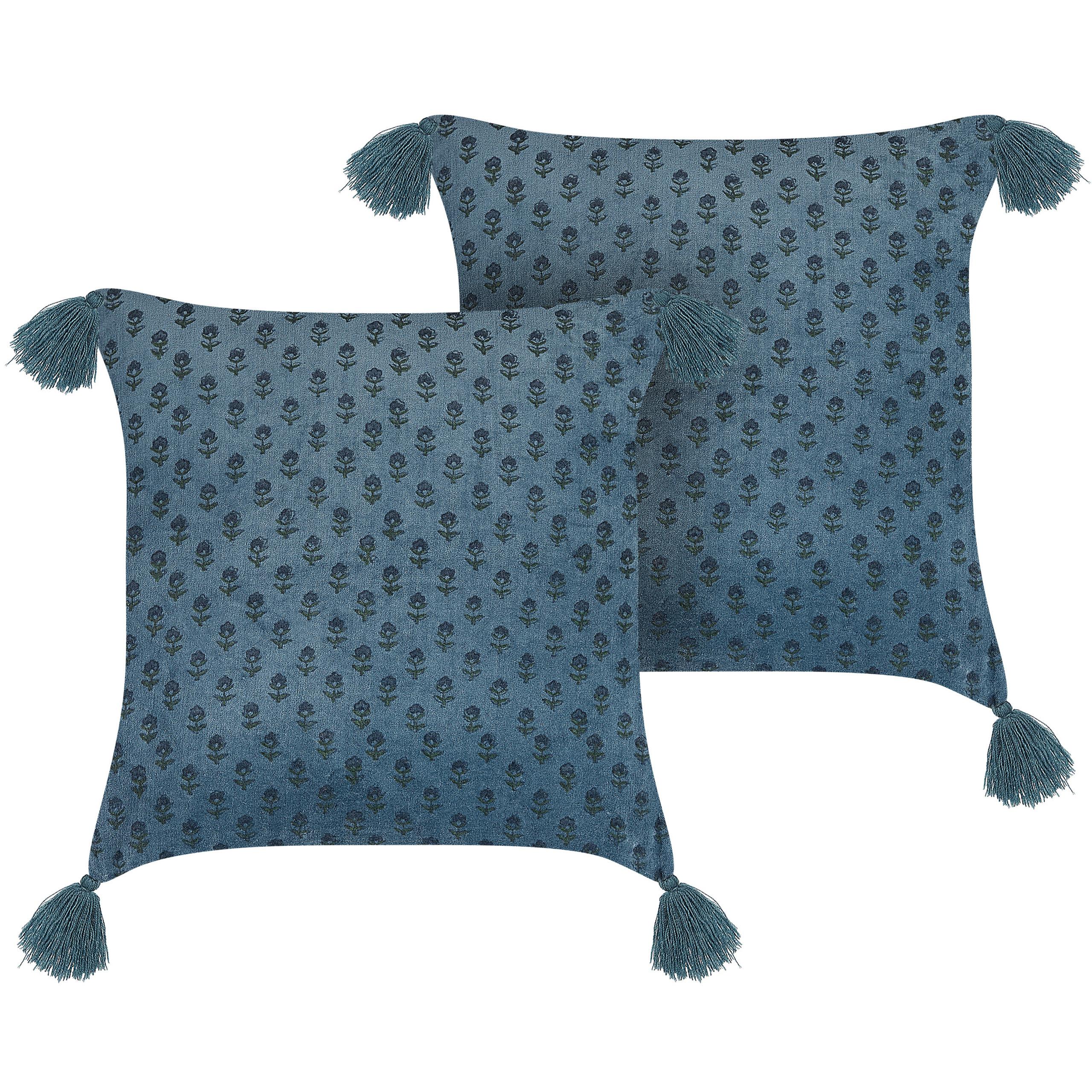 DEKOKISSEN 2er-Set Dunkelblau 45/45 cm Ribes - Dunkelblau, Textil (45/45cm) - Beliani