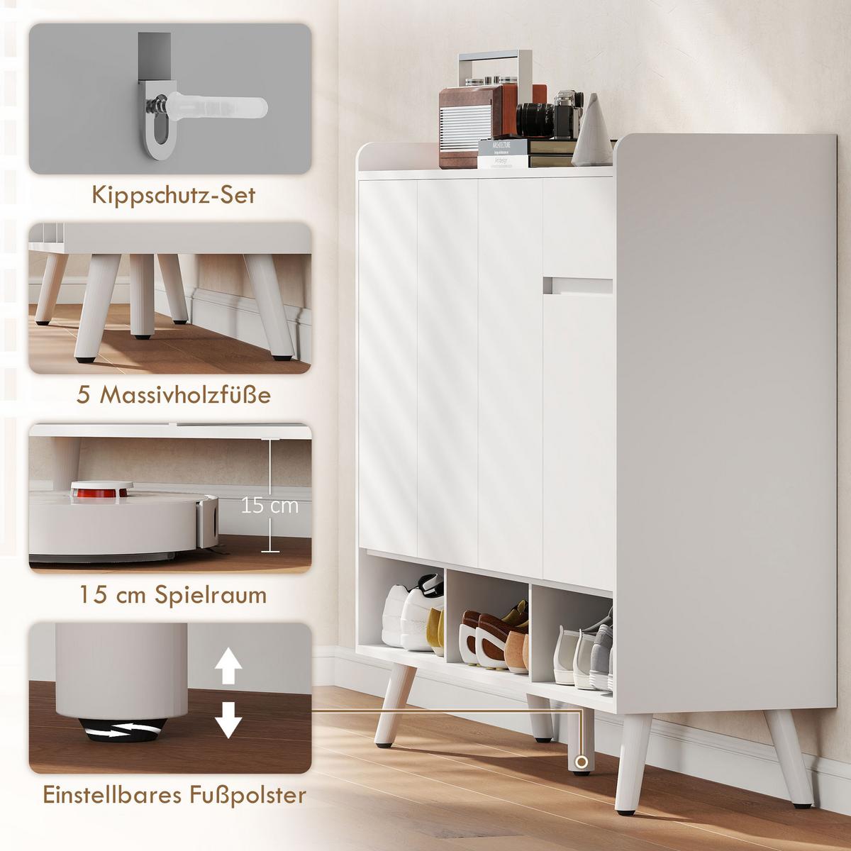 SCHUHSCHRANK MDF Kiefernholz Weiß - Weiß, Holz/Holzwerkstoff (35/100/120cm) - HOMCOM
