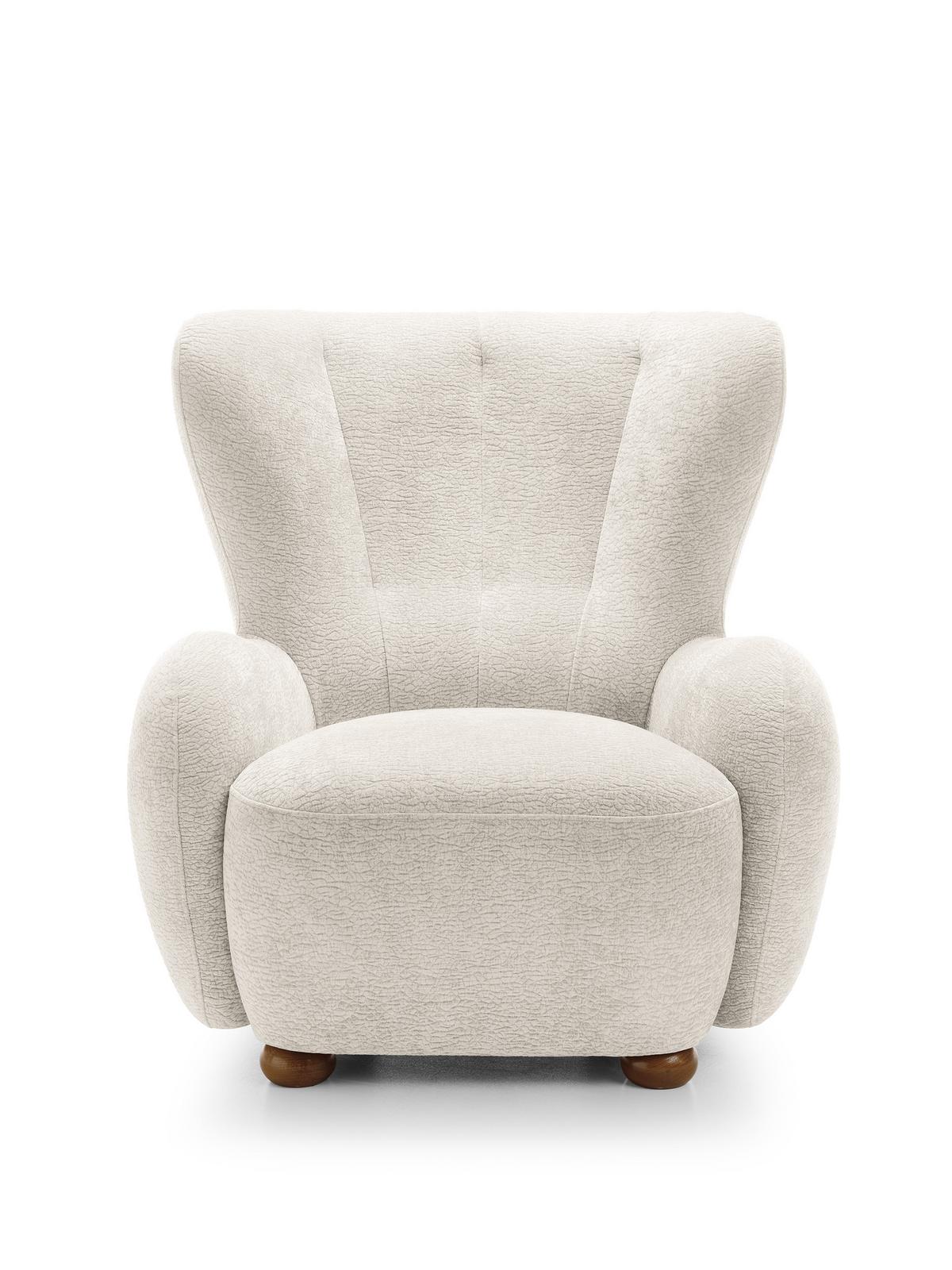 SESSEL MIST, Polstersessel Klassisch Loungesessel, Chenille-Stoff Creme - Creme, Holz/Holzwerkstoff (88/91/100cm) - MASSENO