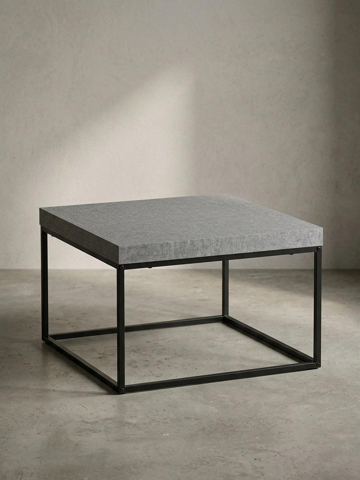 COUCHTISCH in Stein-Optik mit Metallbeinen im modernen Design, Grau 60x60x38 cm - Schwarz/Grau, Holzwerkstoff/Metall (60/60/38cm) - KADIMA DESIGN