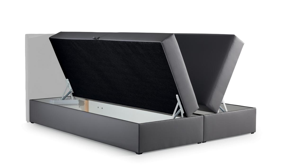 BOXBETT Vendio 160/200 cm in Hellgrau – mit Bettkasten und Topper - Hellgrau/Schwarz, Holz/Holzwerkstoff (160/200cm) - AX Living