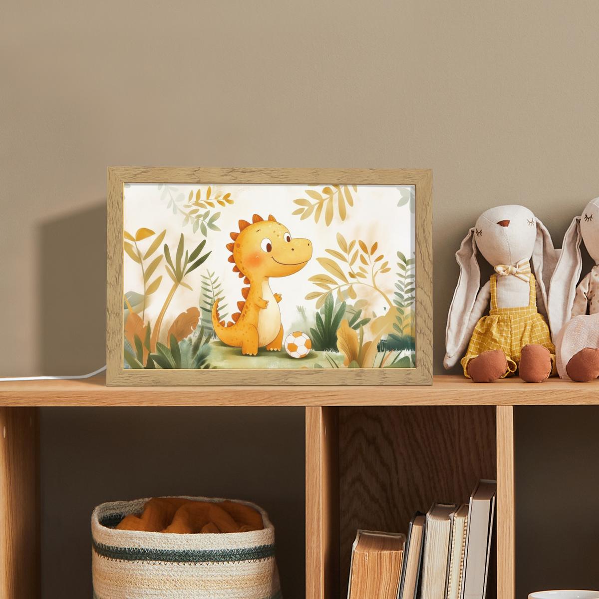NACHTTISCHLAMPE Dino - Fußball - Orange 30x20 cm - Beige, Holzwerkstoff (8/30/20cm) - OnlyWow