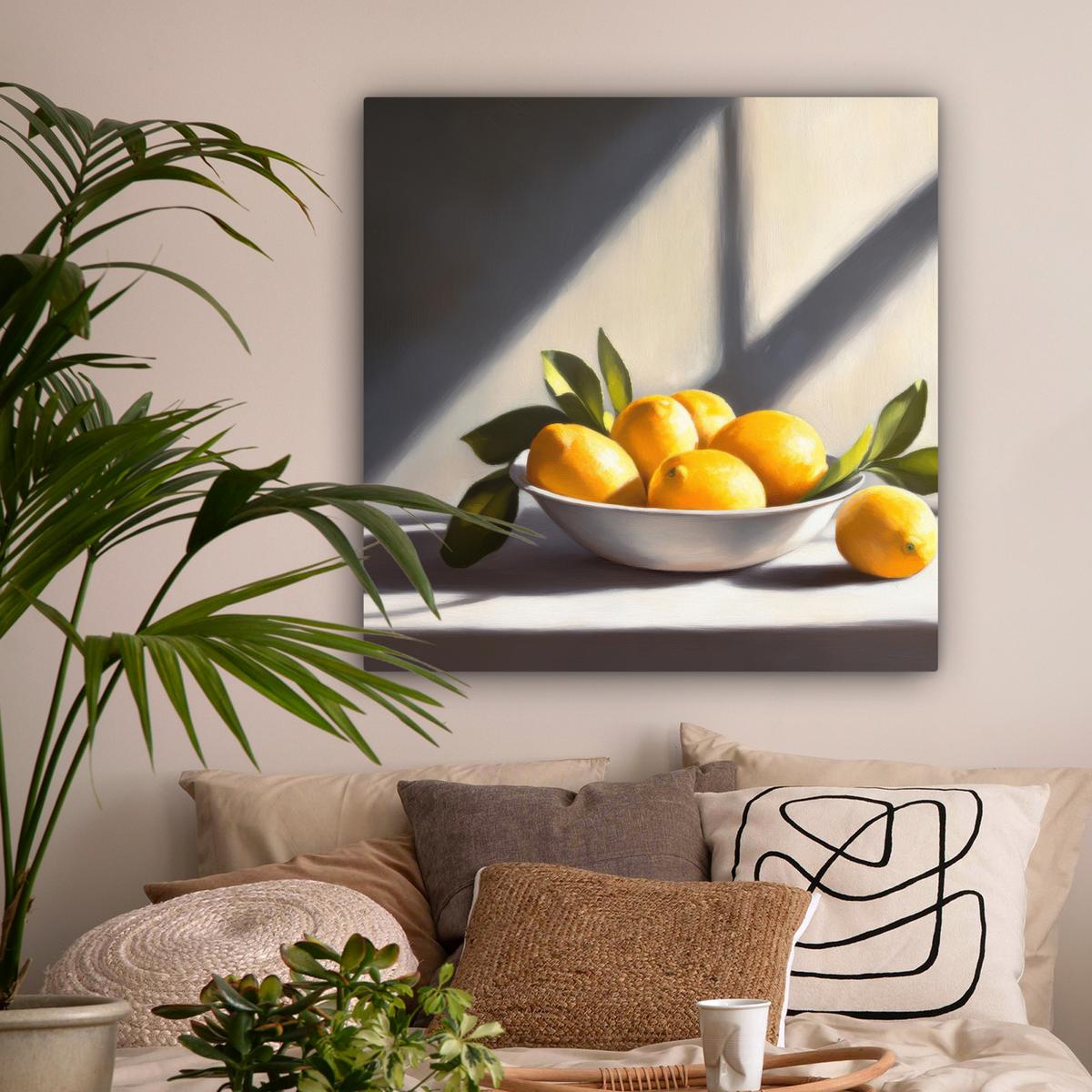 LEINWANDBILD Zitronen - Stilleben - Gelb Deko Groß 90x90 cm - Gelb, Textil (90/90cm) - MuchoWow