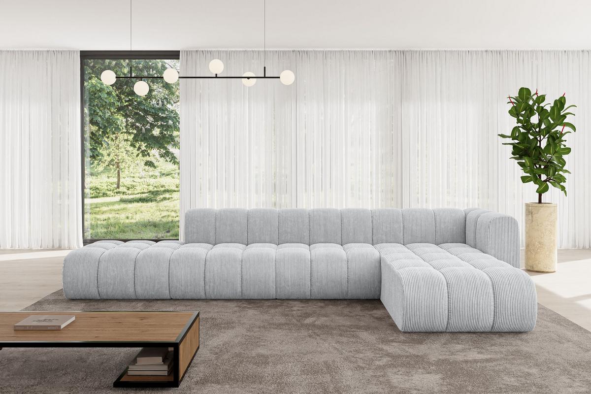 ECKSOFA modulares Sofa Zuvon-L2 - 387x177x70 cm Grau - Grau, Holzwerkstoff/Textil (387/177cm) - ALTDECOR