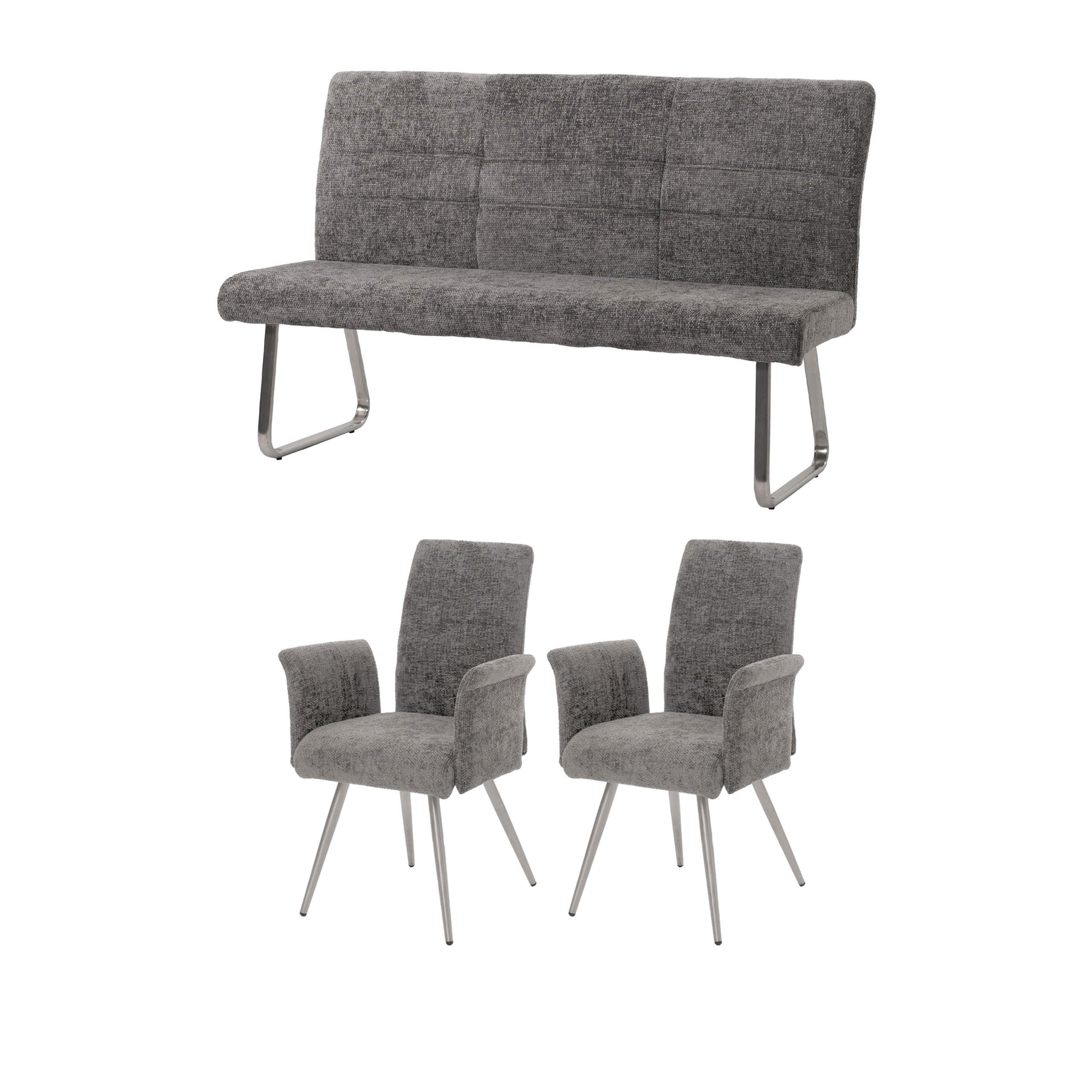 ESSZIMMER-SET Grau 3er-Set - Grau, Textil (160/100/65cm) - MCW