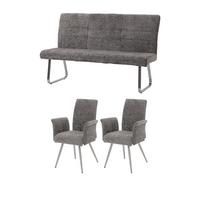 ESSZIMMER-SET Grau 3er-Set - Grau, Textil (160/100/65cm) - MCW
