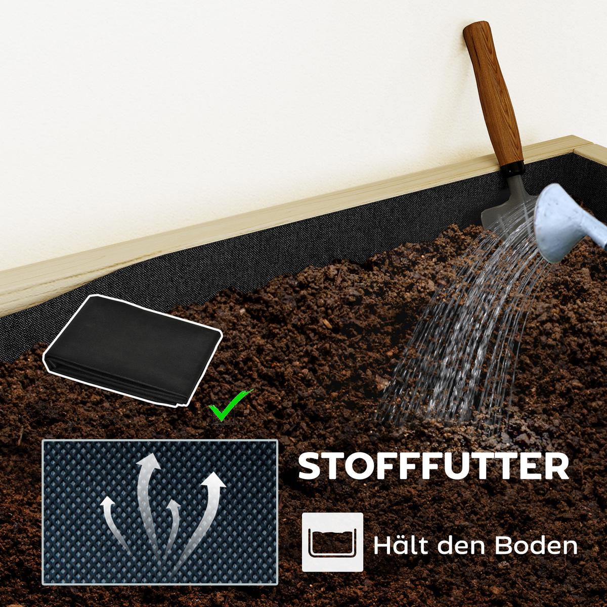 BLUMENTREPPE aus Tannenholz & Stahl, Schwarz - Naturfarben, Holz/Metall (20/112/116cm) - Outsunny