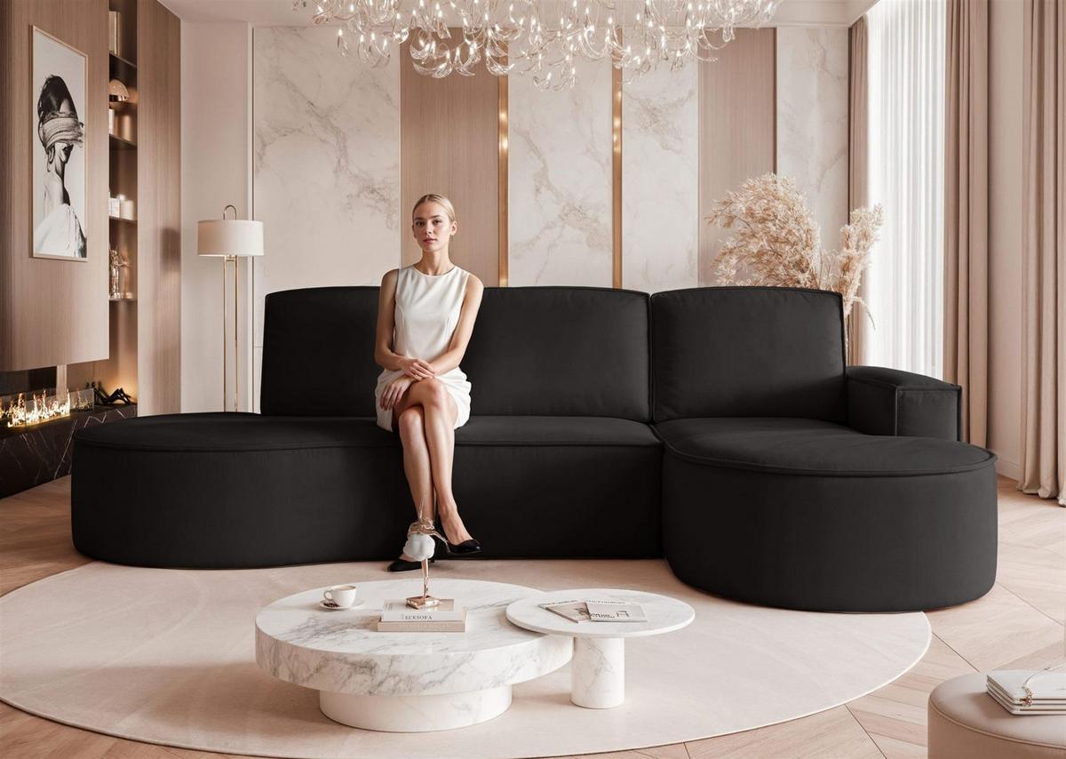 ECKSOFA Arlet Mit Schlaffunktion - Schwarz, Holzwerkstoff/Textil (156/277cm) - Fun Möbel