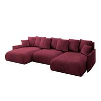 WOHNLANDSCHAFT mit Schlaffunktion und Bettkasten ONESK-U-v1 317x177x72 Bordeauxrot Velours - Bordeaux, Holzwerkstoff/Kunststoff (317/72/177cm) - ALTDECOR