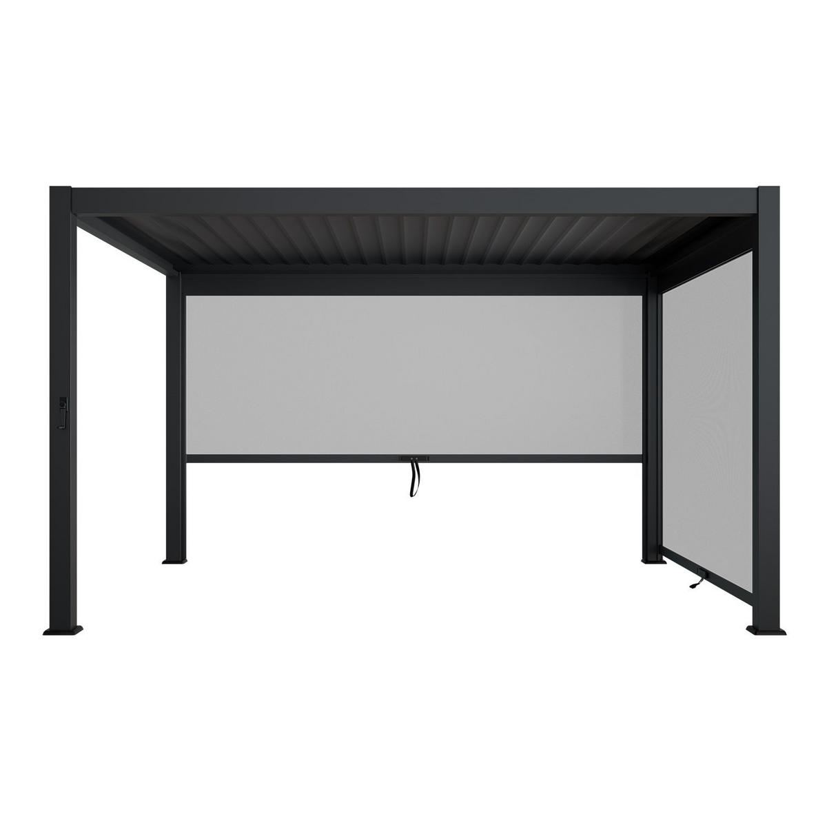 LAMELLENDACH Tahiti mit Seitenwand 3x4 m anthrazit - Anthrazit, Metall (300/240/400cm) - Juskys