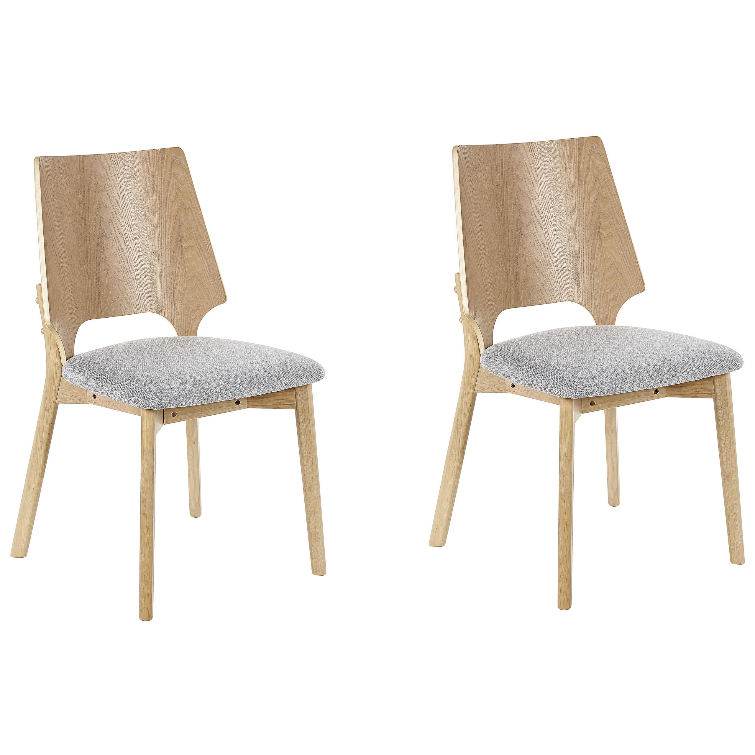 ESSZIMMERSTUHL 2er-Set Holzwerkstoff Heller Holzfarbton/Hellgrau Abee - Hellbraun, Holz/Textil (47/88/46cm) - Beliani