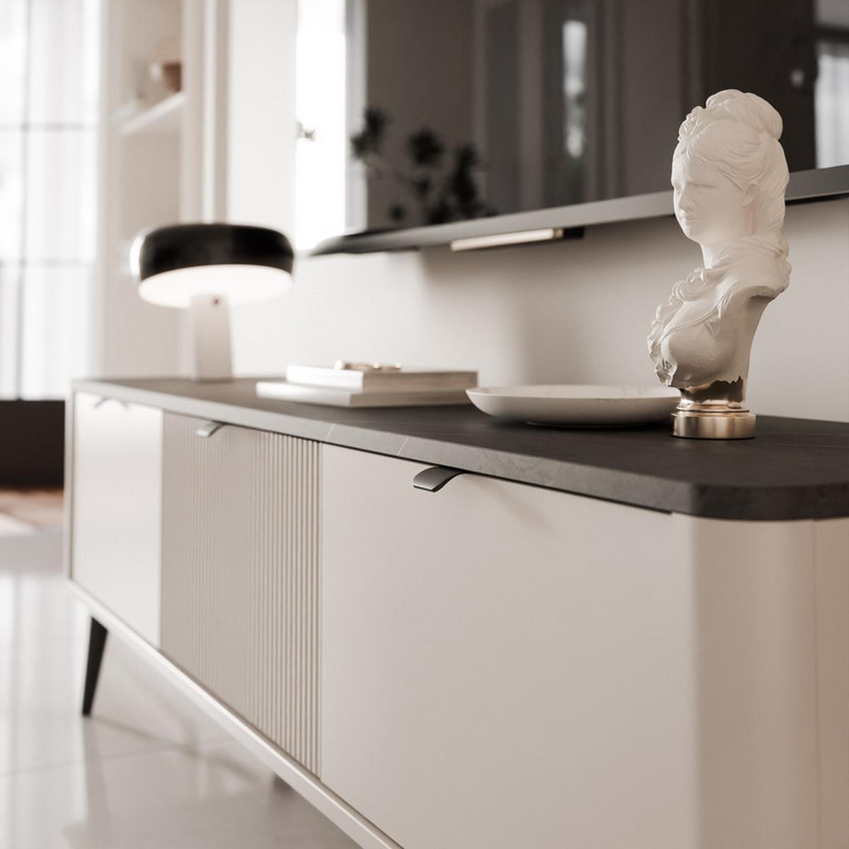TV-LOWBOARD NAVANI stehend, 160 cm Kaschmir/Grau - Goldfarben/Schwarz, Holzwerkstoff/Metall (160/52/40cm) - Idohome