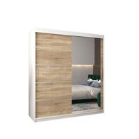 SCHWEBETÜRENSCHRANK 200/180/62 2-türig - Silberfarben/Weiß, Holz/Kunststoff (180/200/62cm) - MÖBEL KRYSPOL