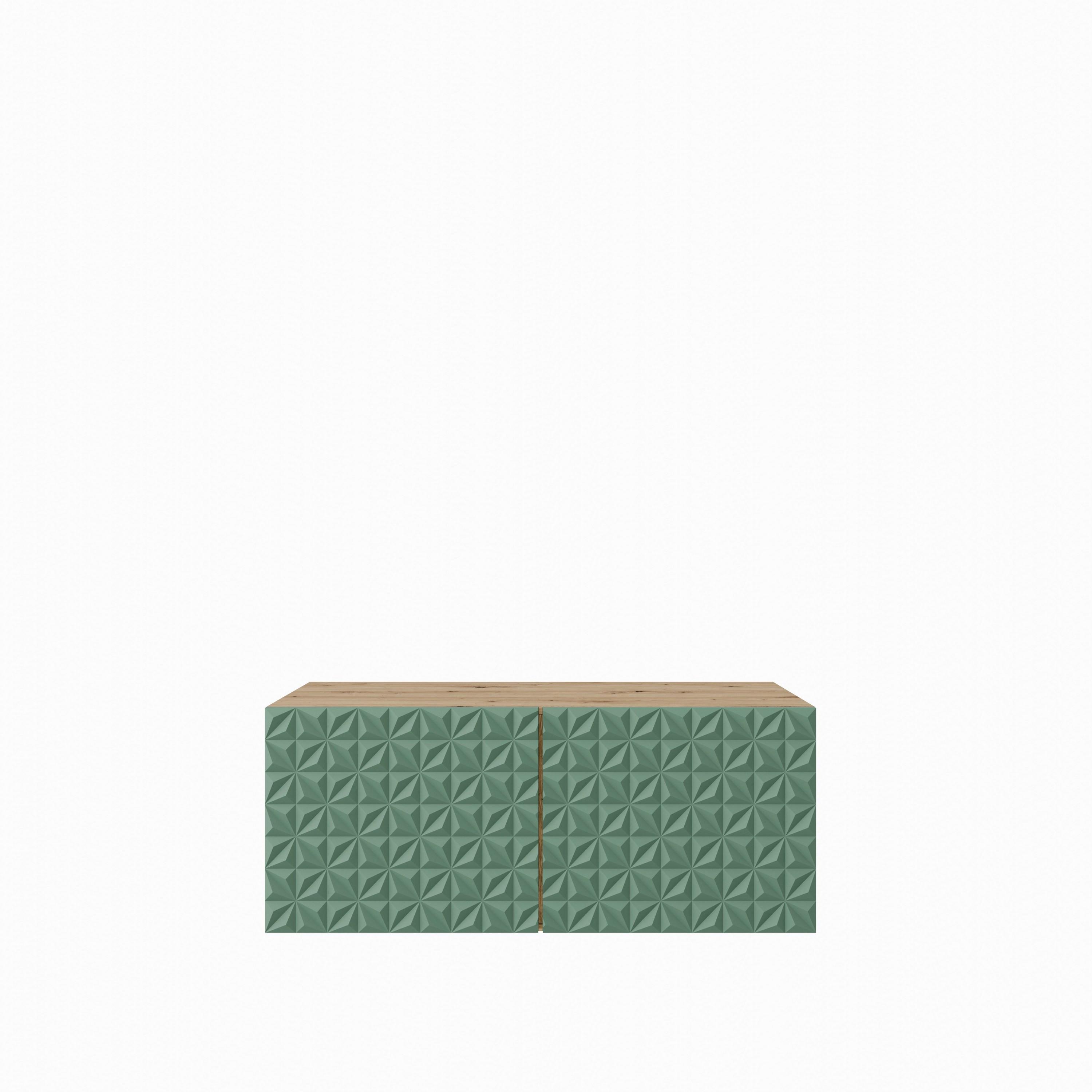 LOWBOARD ROVA 100/41/40 cm, Hängender TV-Schrank Eiche Artisan / Grün - Eiche Artisan/Grün, Holzwerkstoff (100/41/40cm) - MASSENO