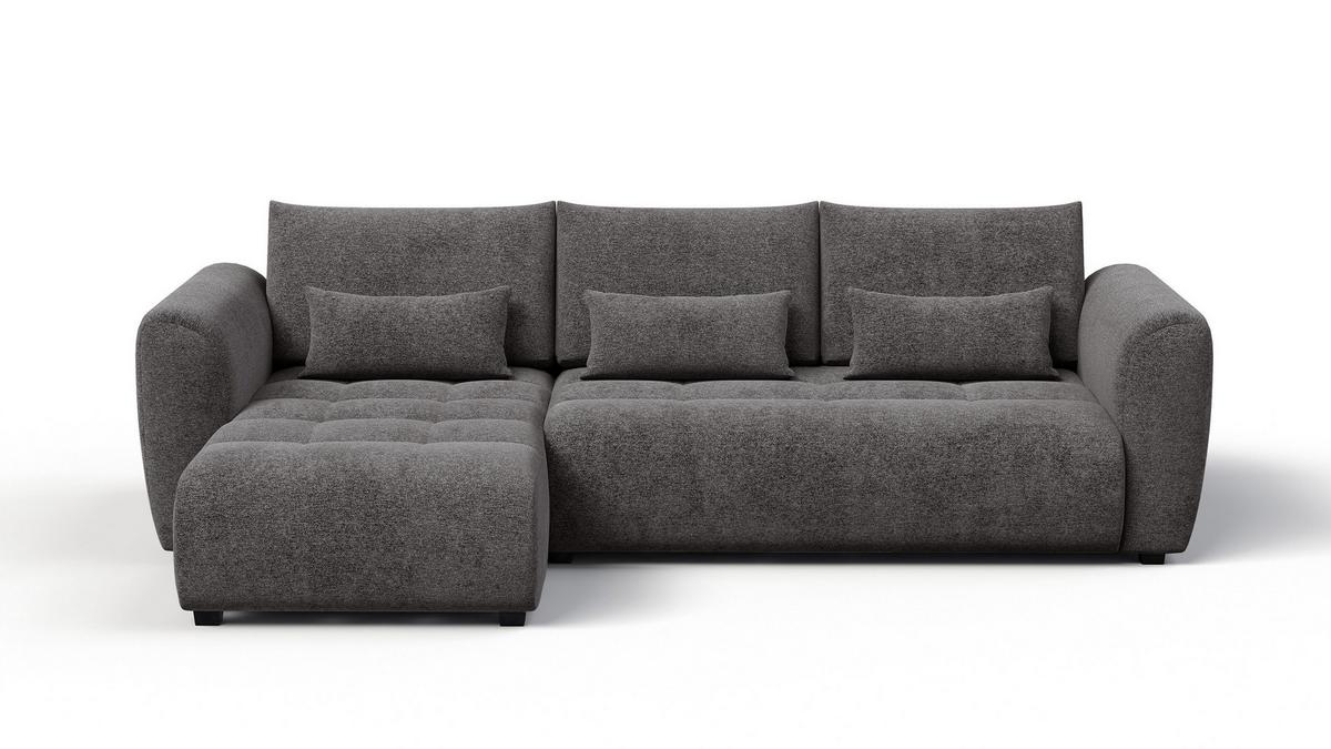 ECKSOFA SORENO 4-Sitzer, dunkelgrau - Dunkelgrau/Schwarz, Holz/Textil (293/171cm) - Wozimo