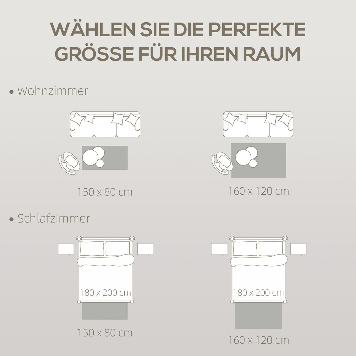 TEPPICH Anti-Rutsch Wohnzimmerteppich Kurzflor mit Dschungel-Muster Fleece-Optik - Multicolor, Textil (120/160cm) - HOMCOM