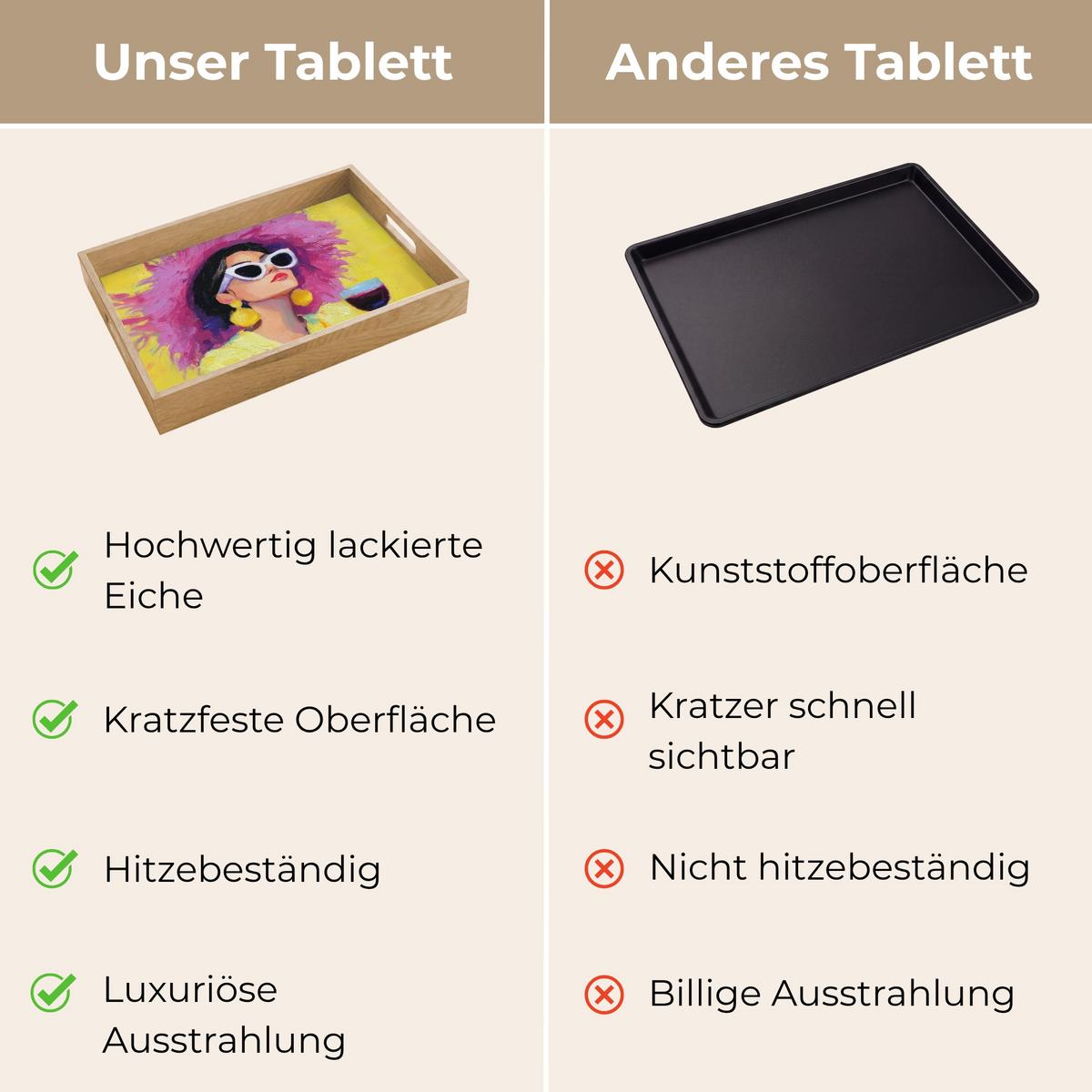TABLETT Frau - Hut - Lila - Wein 40x30 cm - Gelb, Holz (40/5/5cm) - OnlyWow