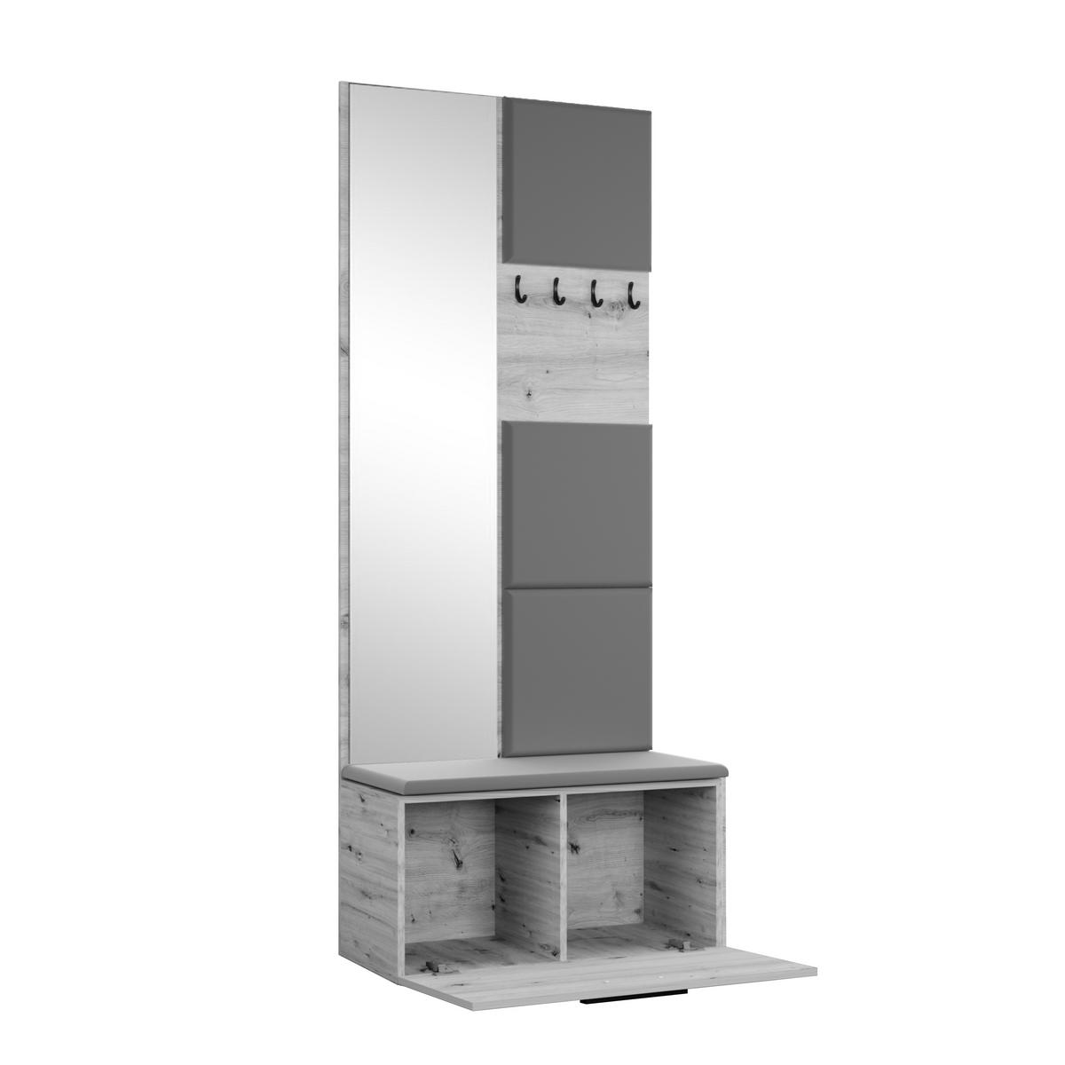 GARDEROBENSCHRANK Rosanno III Grau 80,6/204/40 cm – Modern, mit Spiegel und Kleiderhaken - Grau, Holzwerkstoff/Kunststoff (80.6/204.1/40cm) - AX Living