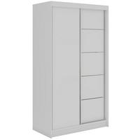 SCHWEBETÜRENSCHRANK 120 - MACEDONIA - Weiß - Alufarben/Weiß, Holzwerkstoff/Metall (120/216/61cm) - MKS