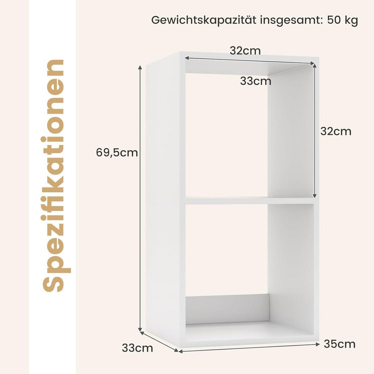 BUCHERREGAL Weiß - Weiß, Holz (35/70/33cm) - COSTWAY