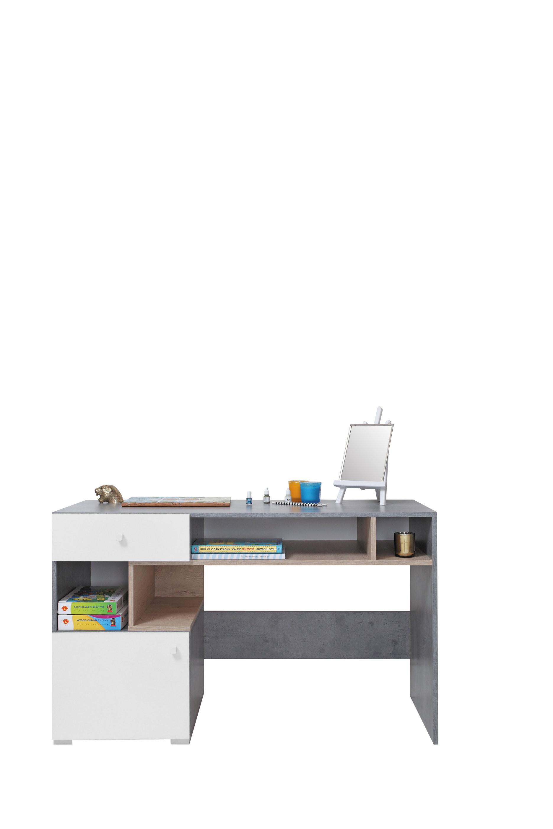 SCHREIBTISCH GALIA 125x55x76 cm, Grau - Grau, Holzwerkstoff (55/125/76cm) - MASSENO