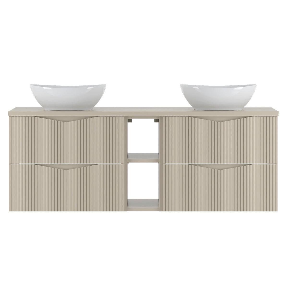 DOPPELWASCHTISCH 140.6cm Tao Kaschmir - Beige, Holzwerkstoff (140.6/52.2/46.5cm) - Petits-meubles
