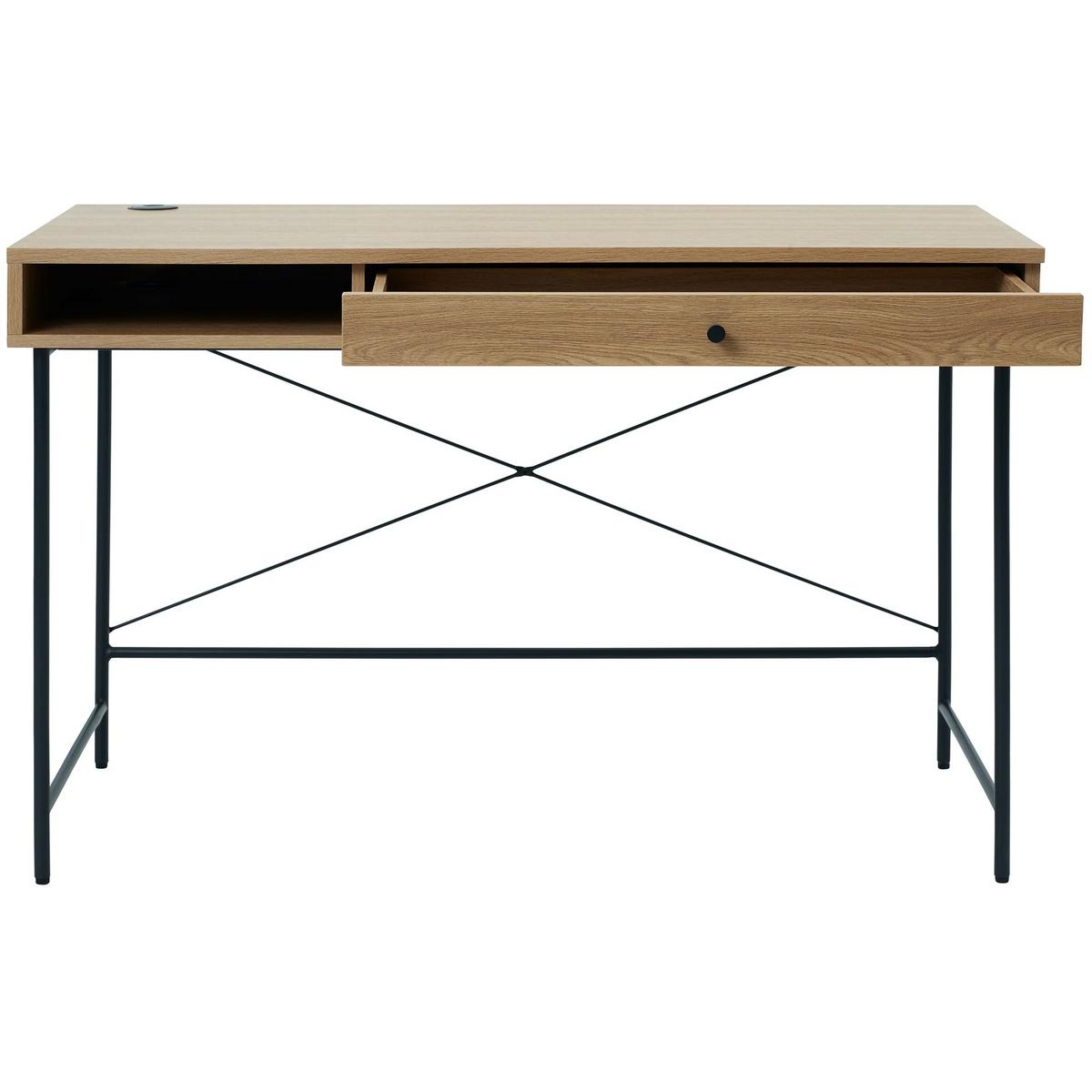 SCHMINKTISCH Mogest mit 1 Schublade 120x60 cm - Beige/Schwarz, Holzwerkstoff/Metall (60/120/76cm) - Selsey