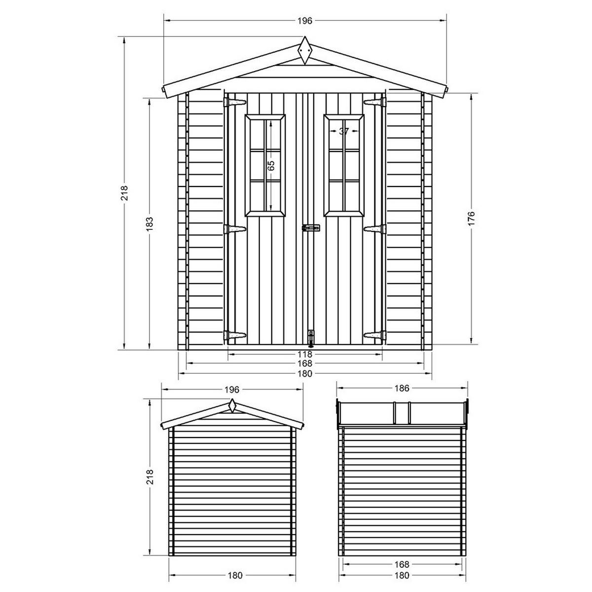 HOLZHAUS GARTENHAUS- B196xL186xH218 cm/ 2,82 m2 - M320C - Beige, Holz (180/218/186cm) - Timbela