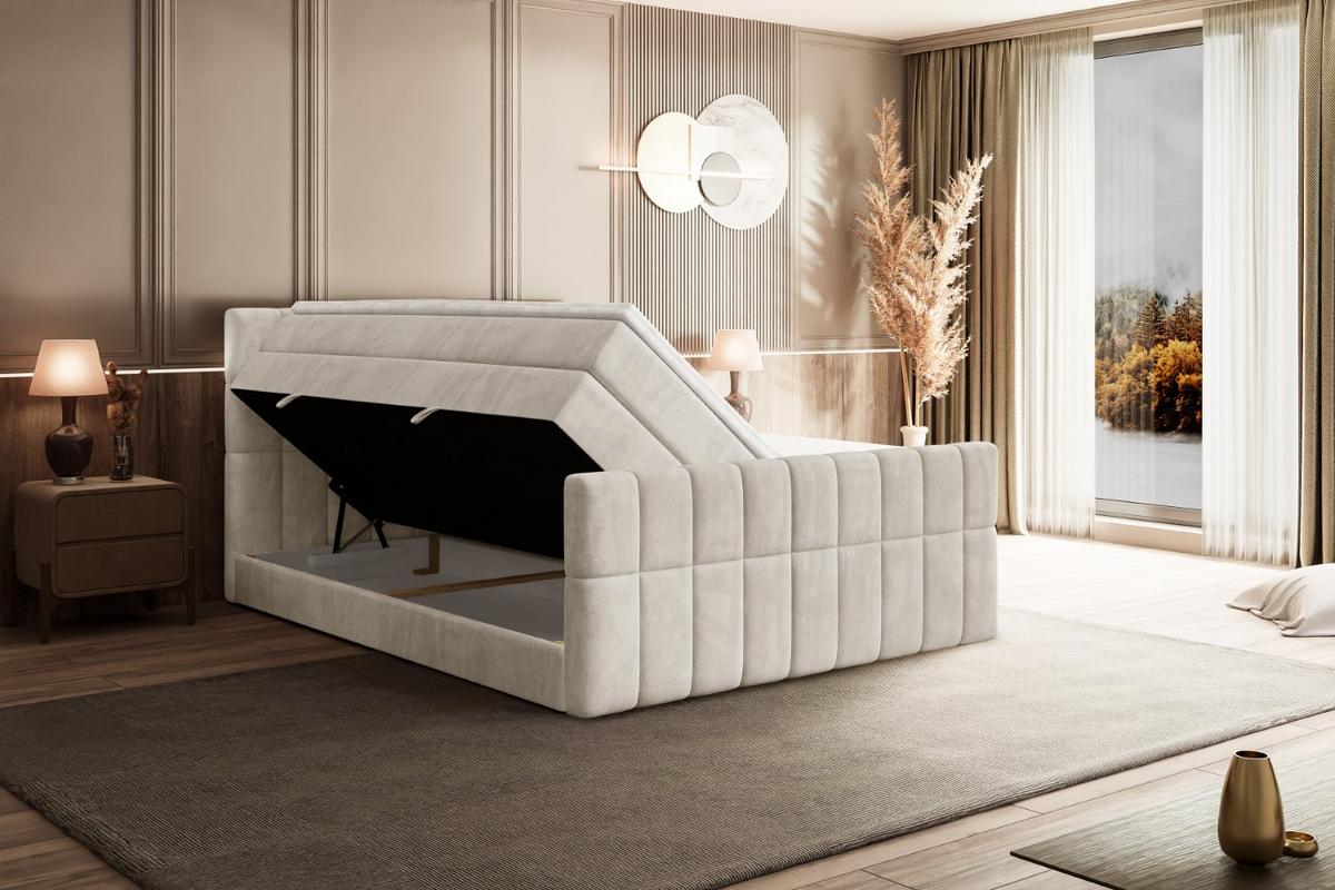 BOXSPRINGBETT MIAMI-Z KING - 180x200 - H3/H4 - Creme - Creme, Holzwerkstoff (180/200cm) - ALTDECOR