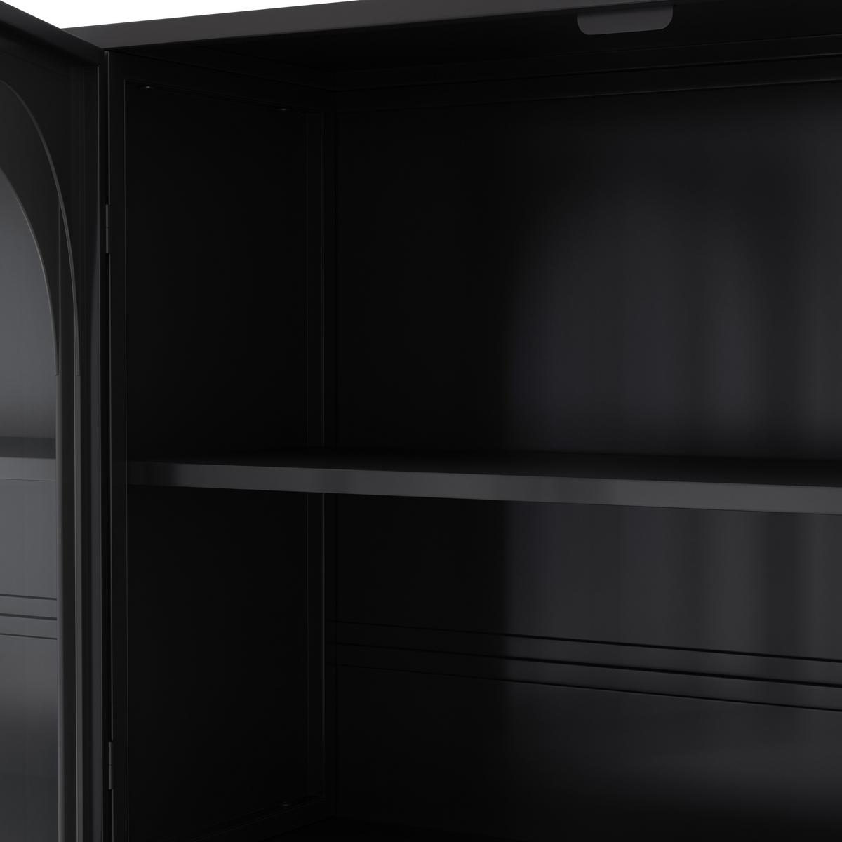 WANDSCHRANK 120cm Metall 4 Türen Graues Glas - Schwarz, Metall (120/70/23cm) - Urban Meuble