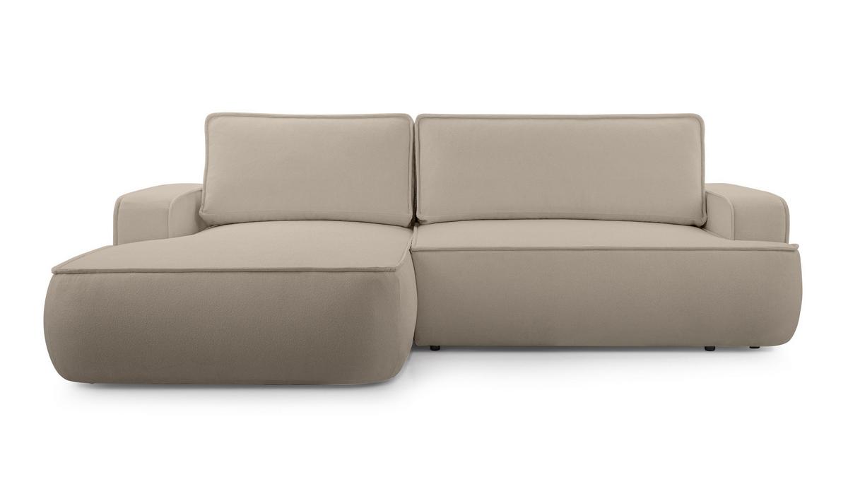 ECKSOFA L Form Ablia Beige 267/168/87 cm mit Schlaffunktion L - Beige/Schwarz, Kunststoff/Textil (168/267cm) - AX Living